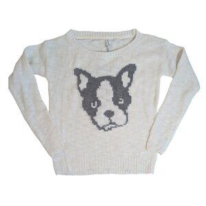 Aeropostale Ivory Pug Pullover Sweater - Medium